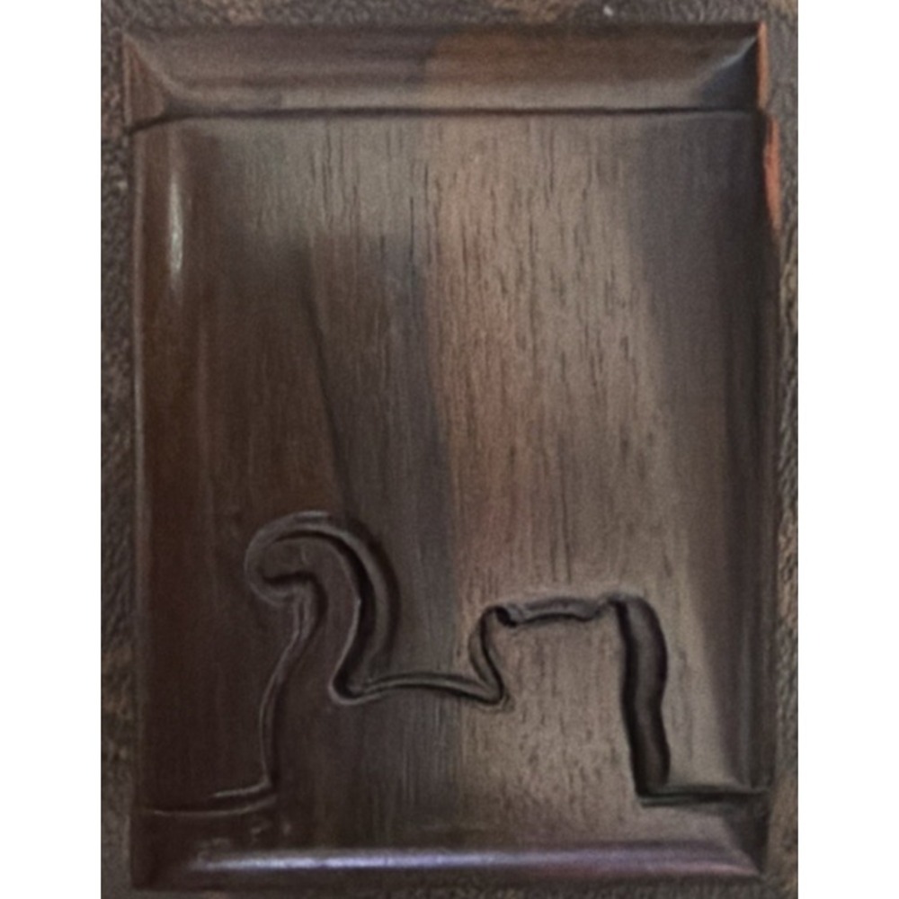 Vintage Handcrafted ziracote wood puzzle box KITTY CAT LUNA ROMANCE ARTIST